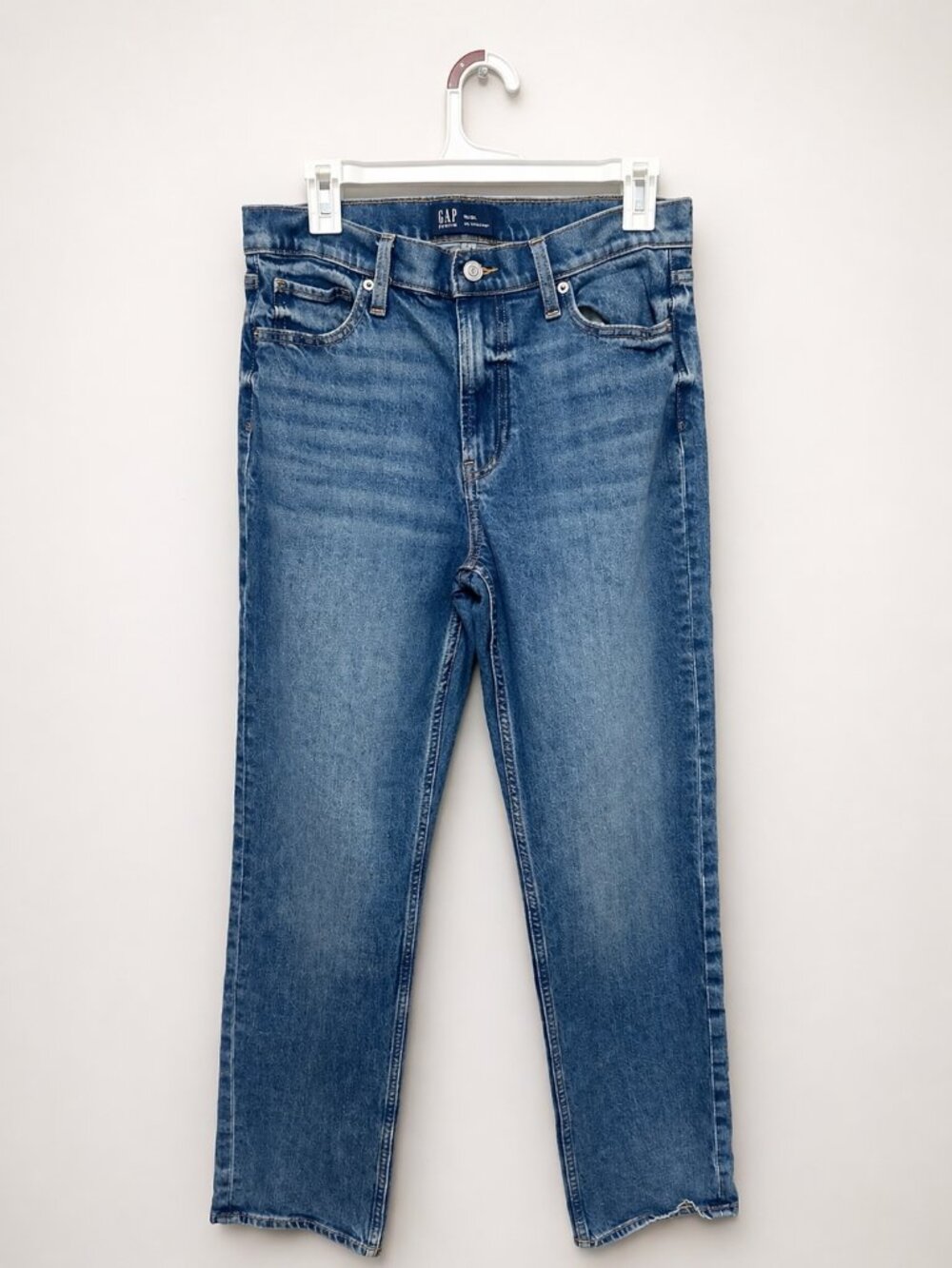 GAP 90s Straight Jeans High Rise Medium Wash Denim Size 10 Long 32x31